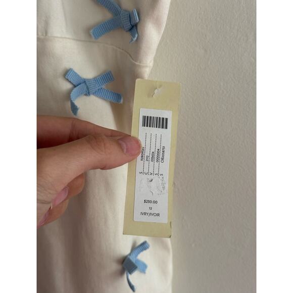 BHLDN Blue Bow Fitted Mini Dress Size 12 NEW - Picture 8 of 11